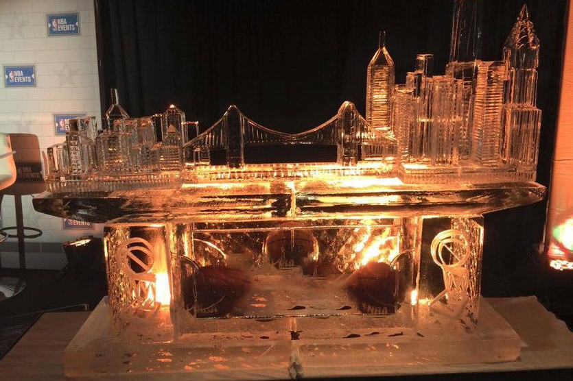 Ice Carving of City Skyline